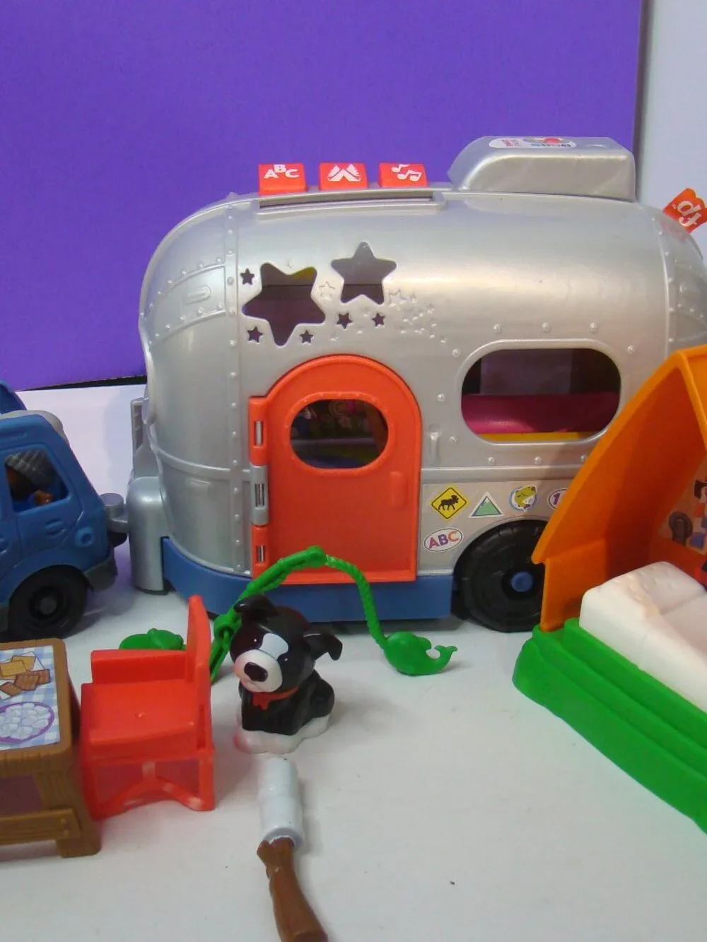 Fisher Price Little People Talking Light Up Learning Camper, SUV, Tent WORKS